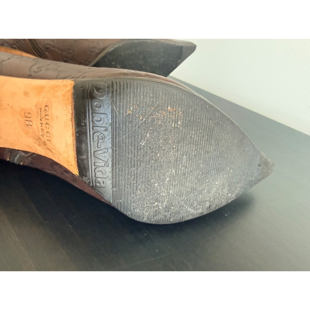 Gucci Guccissima GG Leather Ankle Booties Heels 9 / 9B Vintage Y2K Brown Italy - Picture 10 of 16